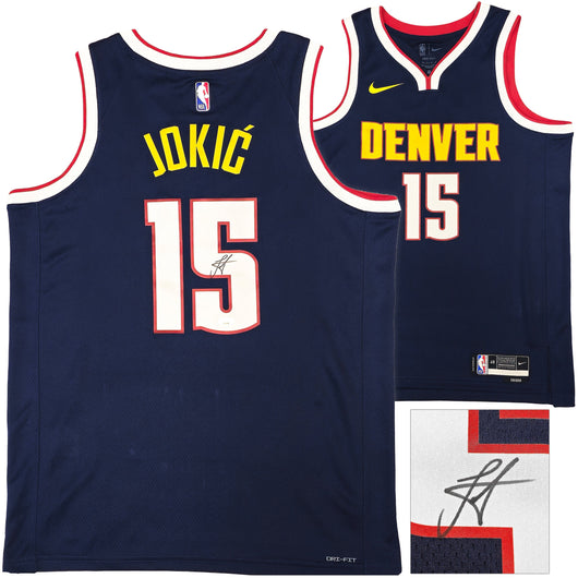 Denver Nuggets Nikola Jokic Autographed Blue Nike Swingman Icon Edition Jersey Size 48 JSA