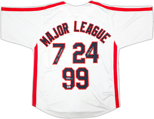 Major League Charlie Sheen, Corbin Bernsen & Tom Berenger Autographed White Jersey Beckett BAS Witness