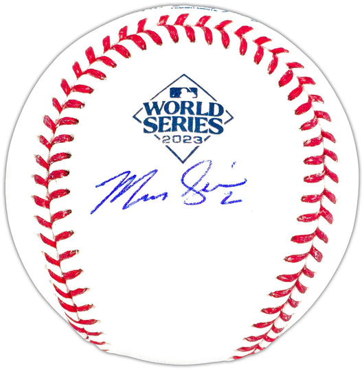 Marcus Semien Autographed Official 2023 World Series Logo MLB Baseball Texas Rangers Beckett BAS Witness