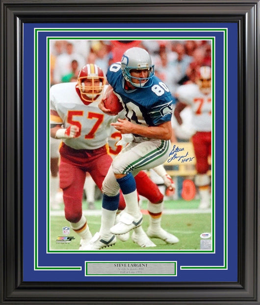 Steve Largent Autographed Framed 16x20 Photo Seattle Seahawks "HOF 95" PSA/DNA Stock #209368