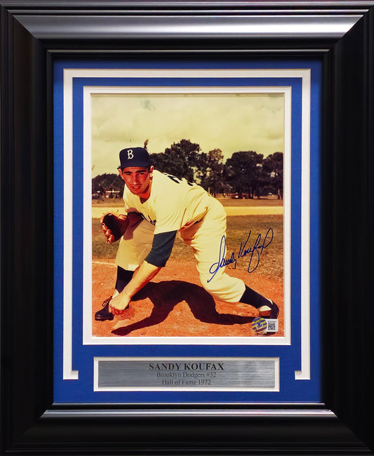 Sandy Koufax Autographed Framed 8x10 Photo Brooklyn Dodgers Auto Grade Gem Mint 10 Beckett BAS #AD43441