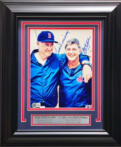 Ted Williams & Carl Yastrzemski Autographed Framed 8x10 Photo Boston Red Sox Beckett BAS #BN16057