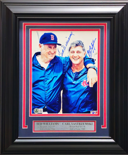 Ted Williams & Carl Yastrzemski Autographed Framed 8x10 Photo Boston Red Sox Beckett BAS #BN16057