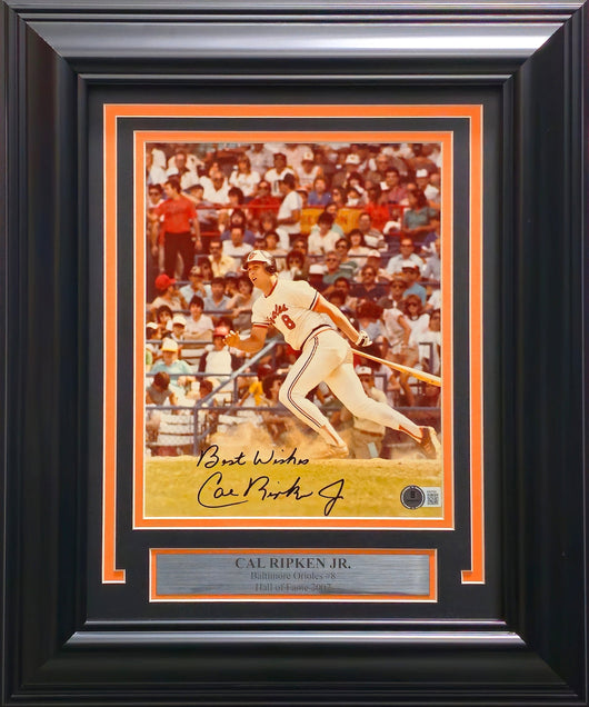 Cal Ripken Jr. Autographed Framed 8x10 Photo Baltimore Orioles "Best Wishes" Beckett BAS QR #BM37224