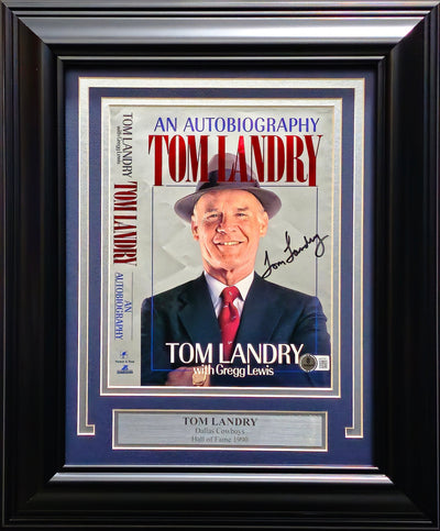Tom Laundry Autographed Framed 8x9 Book Cover Dallas Cowboys Beckett BAS QR #BM37783