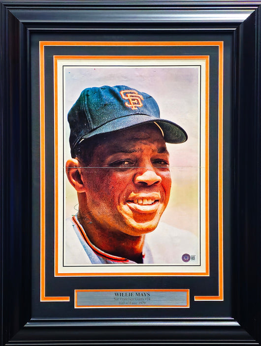 Willie Mays Autographed Framed 12x16 Poster Photo San Francisco Giants Vintage Signature Beckett BAS #AD43459