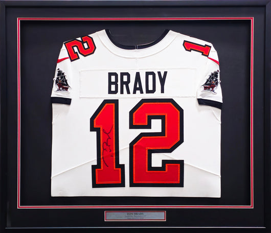 Tampa Bay Buccaneers Tom Brady Autographed Framed White Authentic Nike Jersey Fanatics Holo