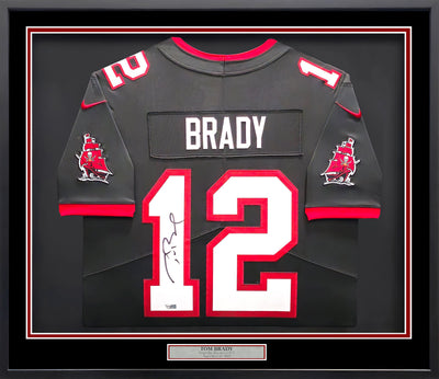 Tampa Bay Buccaneers Tom Brady Autographed Framed Grey Authentic Nike Jersey Fanatics Holo #AA0104682