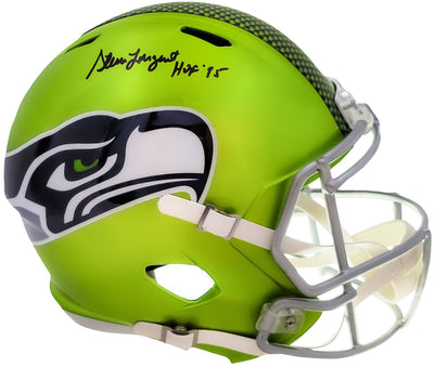 Steve Largent Autographed Seattle Seahawks Flash Green Full Size Replica Speed Helmet "HOF 95" MCS Holo Stock #210460