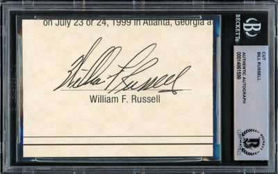 Bill Russell Autographed 2.5x3.5 Cut Signature Boston Celtics Full Name Beckett BAS #14861598