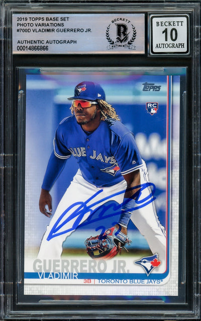 Vladimir Guerrero Jr. Autographed 2019 Topps Complete Set Variation Rookie Card #700 Toronto Blue Jays Auto Grade Gem Mint 10 Beckett BAS #14866866
