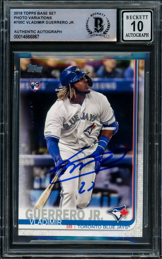 Vladimir Guerrero Jr. Autographed 2019 Topps Complete Set Rookie Card #700 Toronto Blue Jays Auto Grade Gem Mint 10 Beckett BAS #14866867