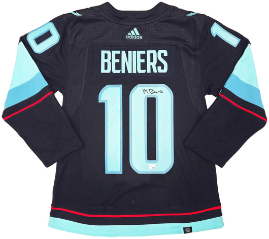 Seattle Kraken Matty Beniers Autographed Blue Adidas Authentic Jersey Size 44 Fanatics Holo
