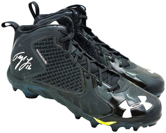 Tyler Lockett Autographed Black Under Armour Cleats Seattle Seahawks Size 13.5 MCS Holo