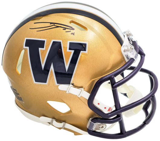 Ja'Lynn Polk Autographed Washington Huskies Gold Speed Mini Helmet MCS Holo