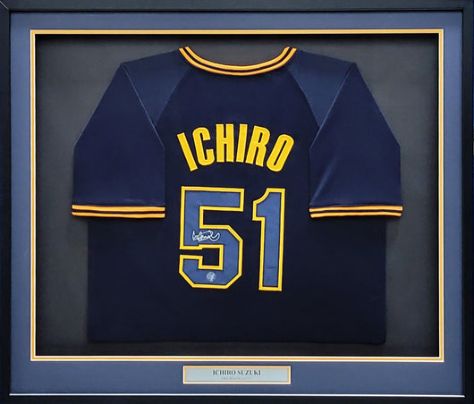 Orix Blue Wave Ichiro Suzuki Autographed Framed Navy Jersey IS Holo Stock #210146