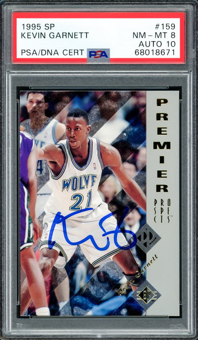 Kevin Garnett Autographed 1995 Upper Deck SP Rookie Card #159 Minnesota Timberwolves PSA 8 Auto Grade Gem Mint 10 PSA/DNA #68017671