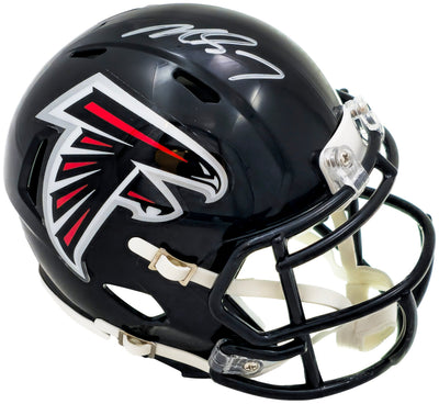 Michael Vick Autographed Atlanta Falcons Black 03-19 Throwback Speed Mini Helmet Beckett BAS Witness