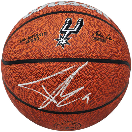 Tony Parker Autographed Authentic Leather San Antonio Spurs Logo Basketball San Antonio Spurs Beckett BAS Witness