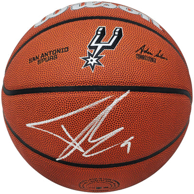 Tony Parker Autographed Authentic Leather San Antonio Spurs Logo Basketball San Antonio Spurs Beckett BAS Witness