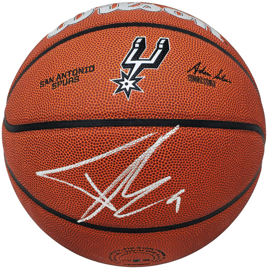 Tony Parker Autographed Authentic Leather San Antonio Spurs Logo Basketball San Antonio Spurs Beckett BAS Witness