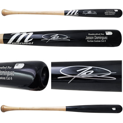 Jasson Dominguez Autographed Black & Sand Marucci Martian Custom Cut-S Baseball Bat New York Yankees Fanatics and MLB Holo