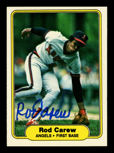Rod Carew Autographed 1982 Fleer Card #455 California Angels Stock #211299