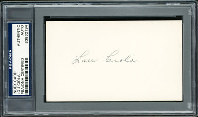 Lou Ciola Autographed 3x5 Index Card Philadelphia A's PSA/DNA Stock #211331