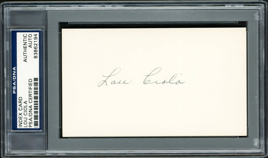 Lou Ciola Autographed 3x5 Index Card Philadelphia A's PSA/DNA Stock #211331