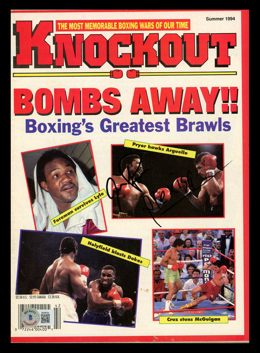 Aaron Pryor & Alexis Arguello Autographed KO Magazine Beckett BAS QR #BK08754