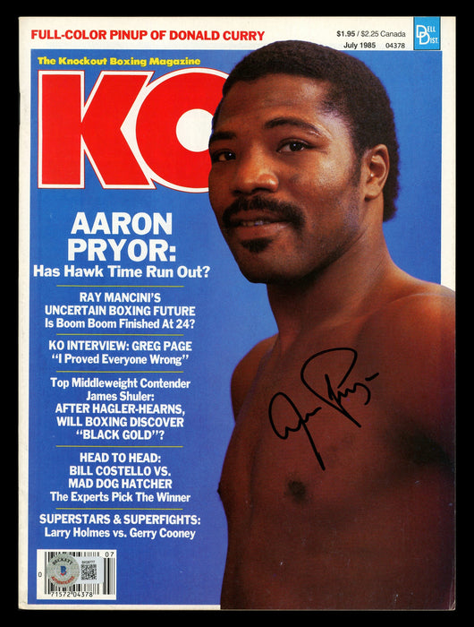 Aaron Pryor Autographed KO Magazine Beckett BAS QR #BK08777
