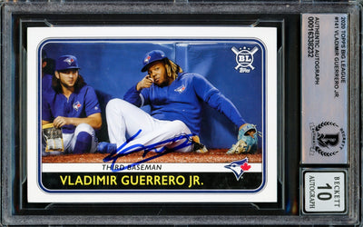 Vladimir Guerrero Jr. Autographed 2020 Topps Big League Card #141 Toronto Blue Jays Auto Grade Gem Mint 10 Beckett BAS #16338232