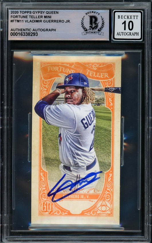 Vladimir Guerrero Jr. Autographed 2020 Topps Gypsy Queen Fortune Teller Card #FTM11 Toronto Blue Jays Auto Grade Gem Mint 10 Beckett BAS #16338293
