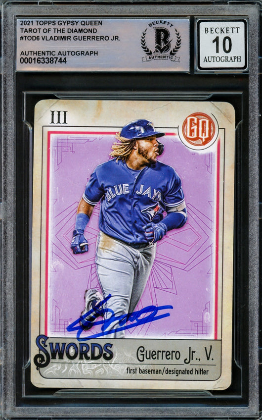 Vladimir Guerrero Jr. Autographed 2021 Topps Gypsy Queen Tarot of the Diamond Card #TOD-6 Toronto Blue Jays Auto Grade Gem Mint 10 Beckett BAS #16338744