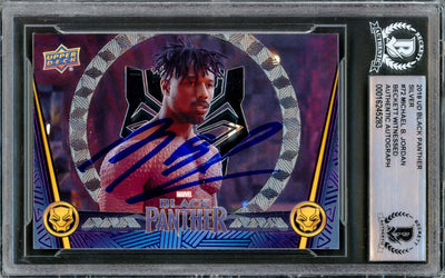 Michael B. Jordan Autographed 2018 Upper Deck Black Panther Silver Card #72 Marvel Beckett BAS #16245283