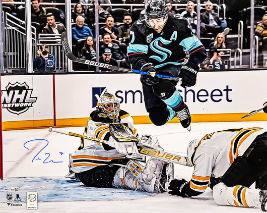 Jordan Eberle Autographed 16x20 Photo Seattle Kraken Jumping Fanatics Holo Stock #211621