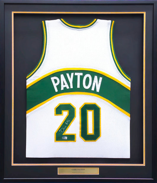 Seattle Supersonics Gary Payton Autographed Framed White Jersey Beckett BAS QR