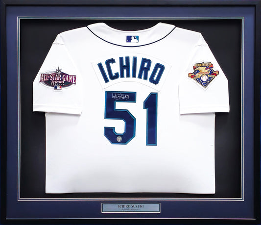 Seattle Mariners Ichiro Suzuki Autographed Framed White Authentic Mitchell & Ness Jersey IS Holo
