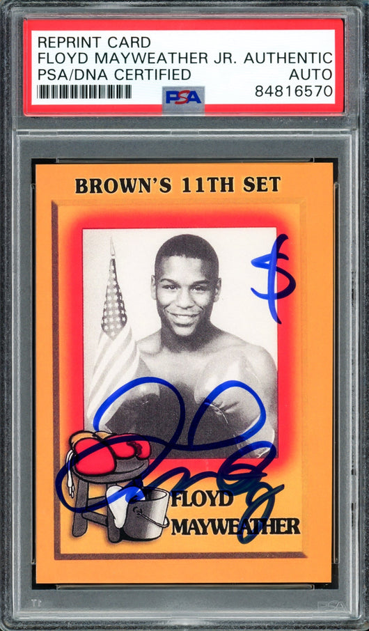 Floyd Mayweather Jr Autographed 1997 Brown's Boxing Rookie Retro Reprint Rookie Card #51 "$" Money PSA/DNA #84816570