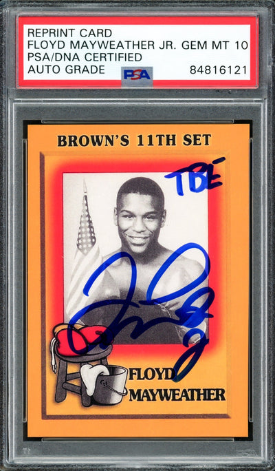 Floyd Mayweather Jr Autographed 1997 Brown's Boxing Rookie Retro Reprint Rookie Card #51 Auto Grade Gem Mint 10 "TBE" The Best Ever PSA/DNA Stock #211855
