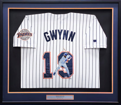 San Diego Padres Tony Gwynn Autographed Framed White Pinstripe Russell Size 48 Jersey With Hand Painting #13/19 UDA Holo #BAG20489