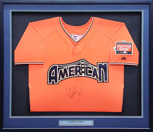 Seattle Mariners Ichiro Suzuki Autographed Framed Orange Majestic 2007 All Star Game Jersey IS Holo