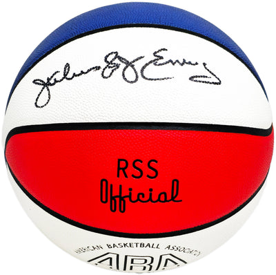 Julius "Dr. J" Erving Autographed Red, White & Blue ABA Logo Basketball New Jersey Nets Beckett BAS Witness
