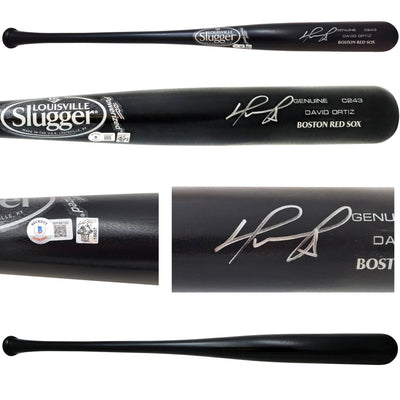 David Ortiz Autographed Black Louisville Slugger Player Model C243 Baseball Bat Boston Red Sox Beckett BAS Witness