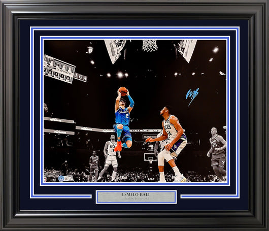 LaMelo Ball Autographed Framed 16x20 Photo New Orleans Pelicans Spotlight Beckett BAS Stock #210963