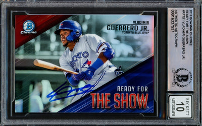 Vladimir Guerrero Jr. Autographed 2019 Bowman Chrome Ready For The Show Rookie Card #RFTS-1 Toronto Blue Jays Auto Grade Gem Mint 10 Beckett BAS
