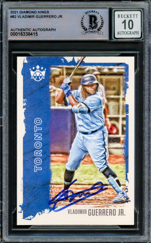 Vladimir Guerrero Jr. Autographed 2021 Donruss Diamond Kings Card #82 Toronto Blue Jays Auto Grade Gem Mint 10 Beckett BAS
