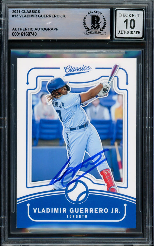 Vladimir Guerrero Jr. Autographed 2021 Panini Classics Card #13 Toronto Blue Jays Auto Grade Gem Mint 10 Beckett BAS #16168740