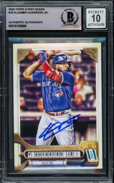 Vladimir Guerrero Jr. Autographed 2022 Topps Gypsy Queen Card #18 Toronto Blue Jays Auto Grade Gem Mint 10 Beckett BAS #16168980