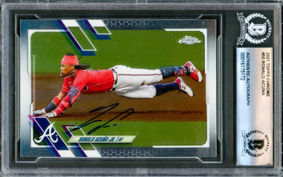 Ronald Acuna Jr. Autographed 2021 Topps Chrome Card #50 Atlanta Braves Beckett BAS #16175172